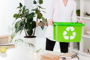 cropped view of woman holding recycling box while 2023 11 27 05 28 18 utc